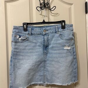 American Eagle Outfitters Light Blue Distressed Mini Skirt
